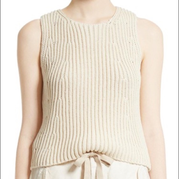 Vince Tops - Vince Cream Ribbed Knit Tank